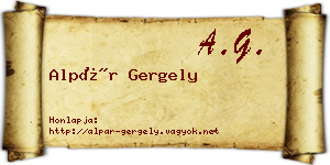 Alpár Gergely névjegykártya