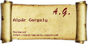 Alpár Gergely névjegykártya